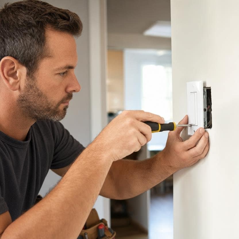 Electrician fitting a light switch